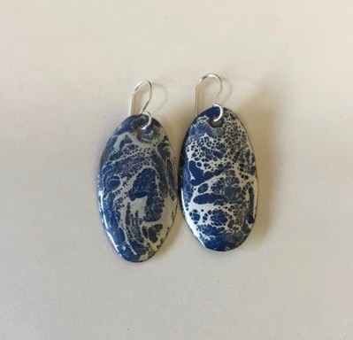 Karen Meador, Ph.D.'s Torch Fired Crackle Enamel Earrings - , Enameling, Enamel Jewelry Supplies, Enamel, Enameling, Enameled Jewelry, crackle enamel earrings